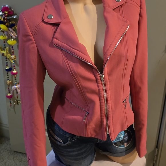White House Black Market Pink Leather Jacket - Picture 2 of 6